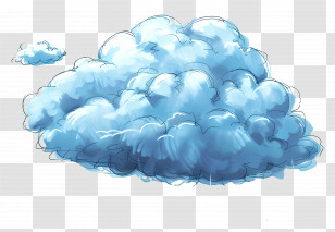 Rainy - Fluffy Blue Cartoon Cloud Design Transparent PNG