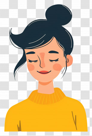 Happy Woman - Happy Woman In Yellow Sweater Illustration Transparent PNG