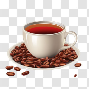 International Coffee Day - Coffee Cup With Coffee Beans On Saucer Transparent PNG