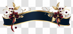 Ribbon Border - Gold And Red Floral Ribbon Decoration Transparent PNG