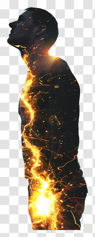 Side View Man Silhouette - Silhouette With Lightning Effect Transparent PNG