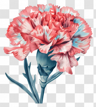 Carnation Flower - Beautiful Pink And Blue Carnation Flower Illustration Transparent PNG