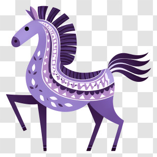 Purple Pony - Stylized Purple Patterned Horse Transparent PNG