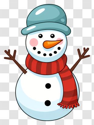 Snowman - Cute Cartoon Snowman In Winter Attire Transparent PNG