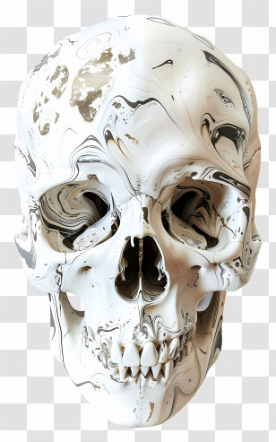 Skull Skeleton - Artistic Marble-Textured Skull Transparent PNG