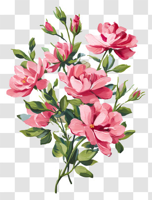 Pink Bouquet - Beautiful Pink Flowers Illustration Transparent PNG