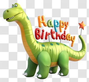 Cute Happy Birthday Text - Dinosaur With Happy Birthday Text Illustration Transparent PNG