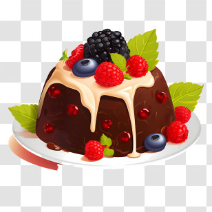 Christmas Pudding - Chocolate Dessert With Fruits Transparent PNG
