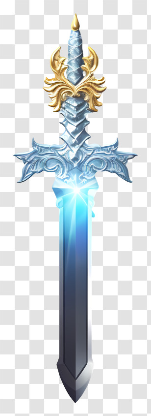 Diamond Sword In The Style Of Tiffany Bozic - Ornamental Sword With Glow Effect Transparent PNG