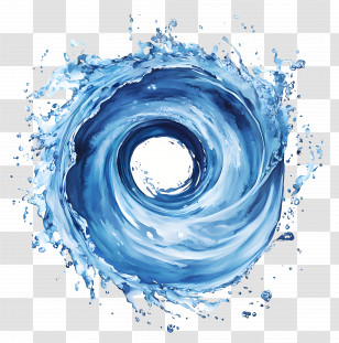 Water Swirl - Dynamic Splashing Water Vortex Illustration Transparent PNG