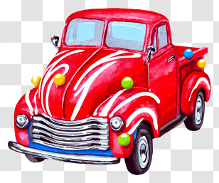 Cartoon Delivery Truck - Red Vintage Pickup Truck Illustration Transparent PNG