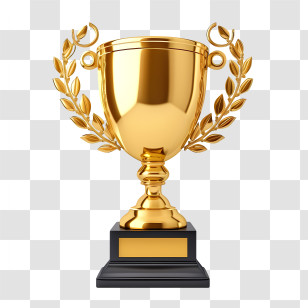 Realistic 3d Trophy - Golden Trophy Cup With Laurel Wreath Transparent PNG