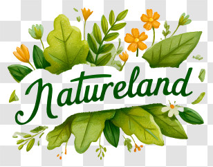 Natureland Logo - Natureland Floral Logo With Greenery Transparent PNG