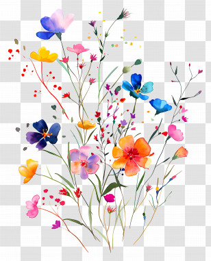 Flower Background - Vivid Watercolor Floral Illustration Transparent PNG
