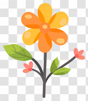 Flower - Cartoon Style Orange Flower Illustration Transparent PNG