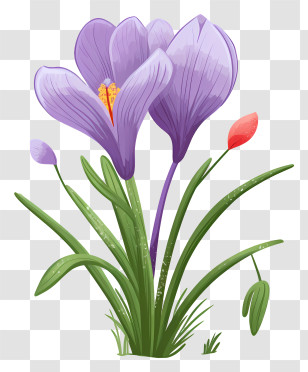 Crocus Flower - Purple Spring Crocus Flower Illustration Transparent PNG
