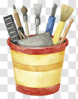 Watercolor Painting - Bucket Of Art Supplies Transparent PNG