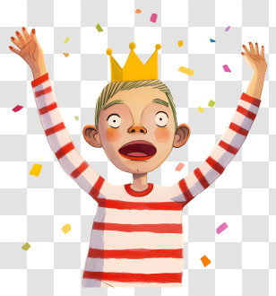 Party Boy - Excited Boy With Crown Transparent PNG