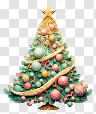3d Rendering - Decorated Christmas Tree Transparent PNG
