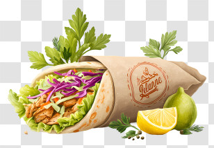 Lebanese Pita Sandwich - Fresh Chicken Wrap With Lemon Transparent PNG