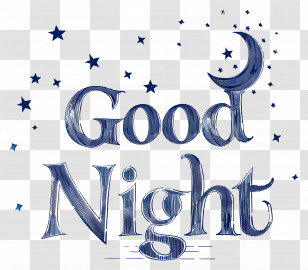 Good Night - Good Night Typography With Starry Elements Transparent PNG