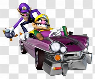 Wario - Cartoon Characters In Car Transparent PNG
