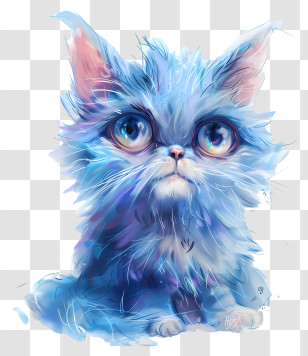 Huh Cat - Cute Blue Kitten Illustration Transparent PNG