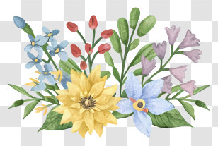 Flower Bouquet - Watercolor Floral Bouquet Painting Transparent PNG