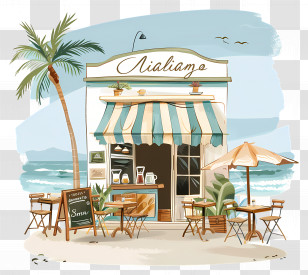 Cafe - Beachside Outdoor Cafe Transparent PNG