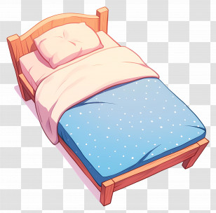Single Bed - Single Bed With Pillow And Blanket Transparent PNG