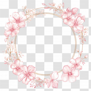 Wedding Circle Frame - Pink Flower Decorative Frame In Elegant Style Transparent PNG
