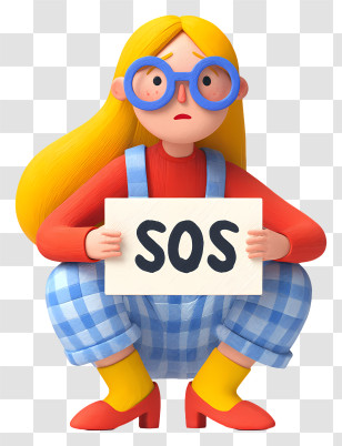 Girl Sos - Girl Holding SOS Sign Transparent PNG