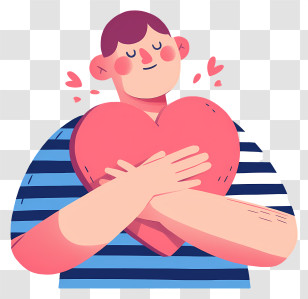 World Kindness Day - Happy Cartoon Man Hugging Heart Transparent PNG