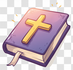 Bible - Illustrated Bible With Golden Cross Transparent PNG