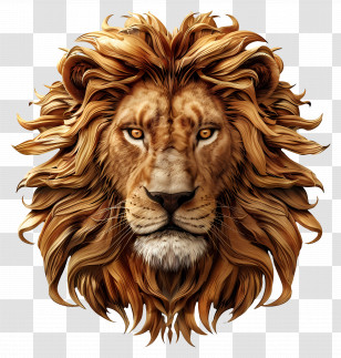 Lion Face - Golden Mane Lion Portrait Transparent PNG