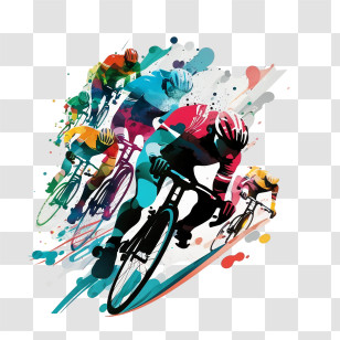 World Bicycle Day
 - Colorful Illustration Of Cyclists Racing Transparent PNG