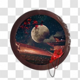 Drawing - Dishware - Round Moon Scenery Outside The Window Transparent PNG
