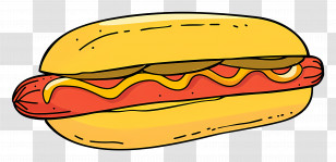 Hot Dog - Cartoon Hot Dog With Mustard And Pickle Transparent PNG