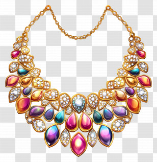 Kundan - Colorful Gemstone Necklace Transparent PNG