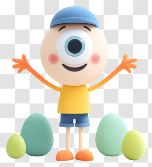 Cartoon Single Eye Figure - Cute One-Eyed Pastel Character Transparent PNG