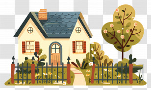 House With Garden - Illustration Of A House With Garden Transparent PNG