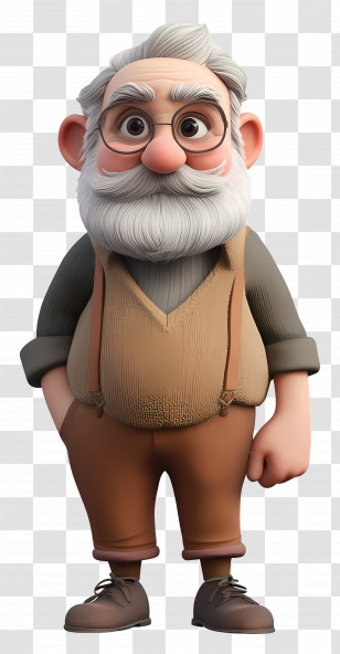 Cartoon Old Man - Old Man Cartoon Character With Beard And Glasses Transparent PNG