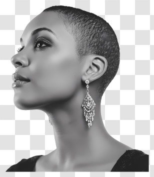 Black Woman - Elegant Shaved-Head Profile Transparent PNG