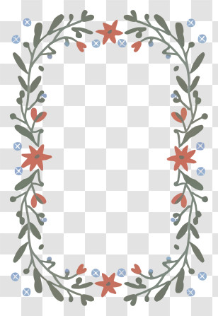 Cartoon - Elegant Floral Frame Design With Leaves Transparent PNG