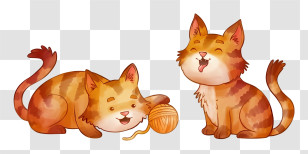 Cats - Two Playful Kittens With Yarn Ball Transparent PNG