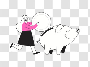 Money - Person Depositing Coin Into Piggy Bank Transparent PNG