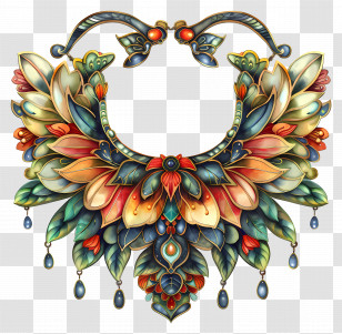 Necklace - Elegant Colorful Floral Necklace Transparent PNG