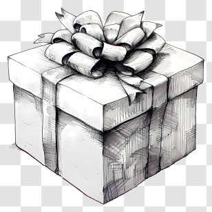 Gift - Artistic Hand-Drawn Gift Box With Ribbon Transparent PNG