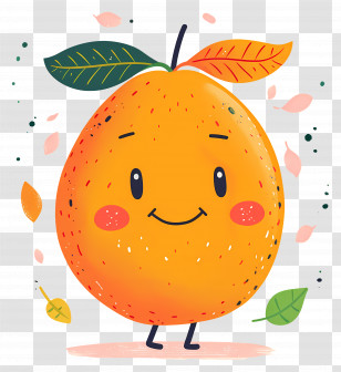 Cartoon Mango - Playful Smiling Cartoon Orange Illustration Transparent PNG