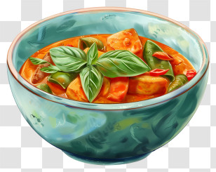 Massaman Curry - Vegetable Stew In Artistic Green Bowl Transparent PNG